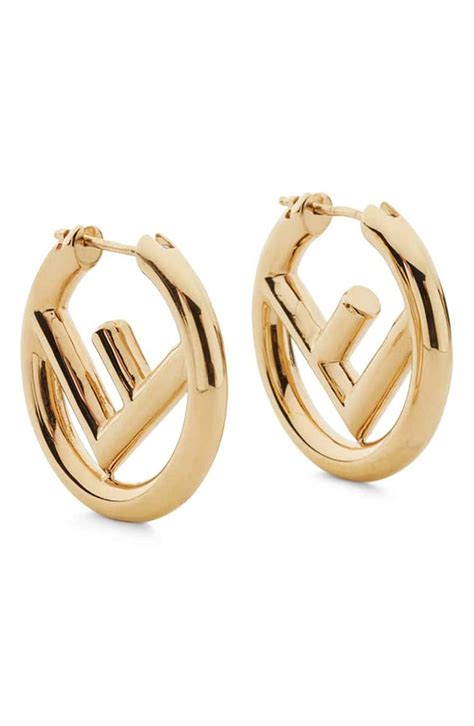 fendi f stud earrings|Fendi hoop earrings sale.